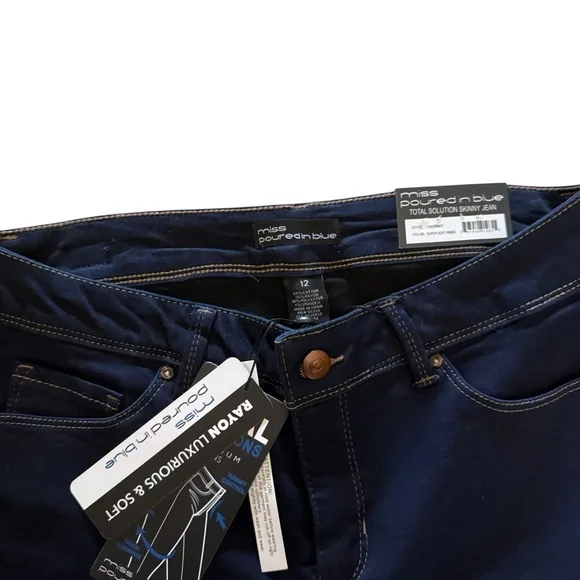 NWT Miss Poured In Blue Total Solution Skinny Stretch Jeans Womens 12 - Picture 3 of 5